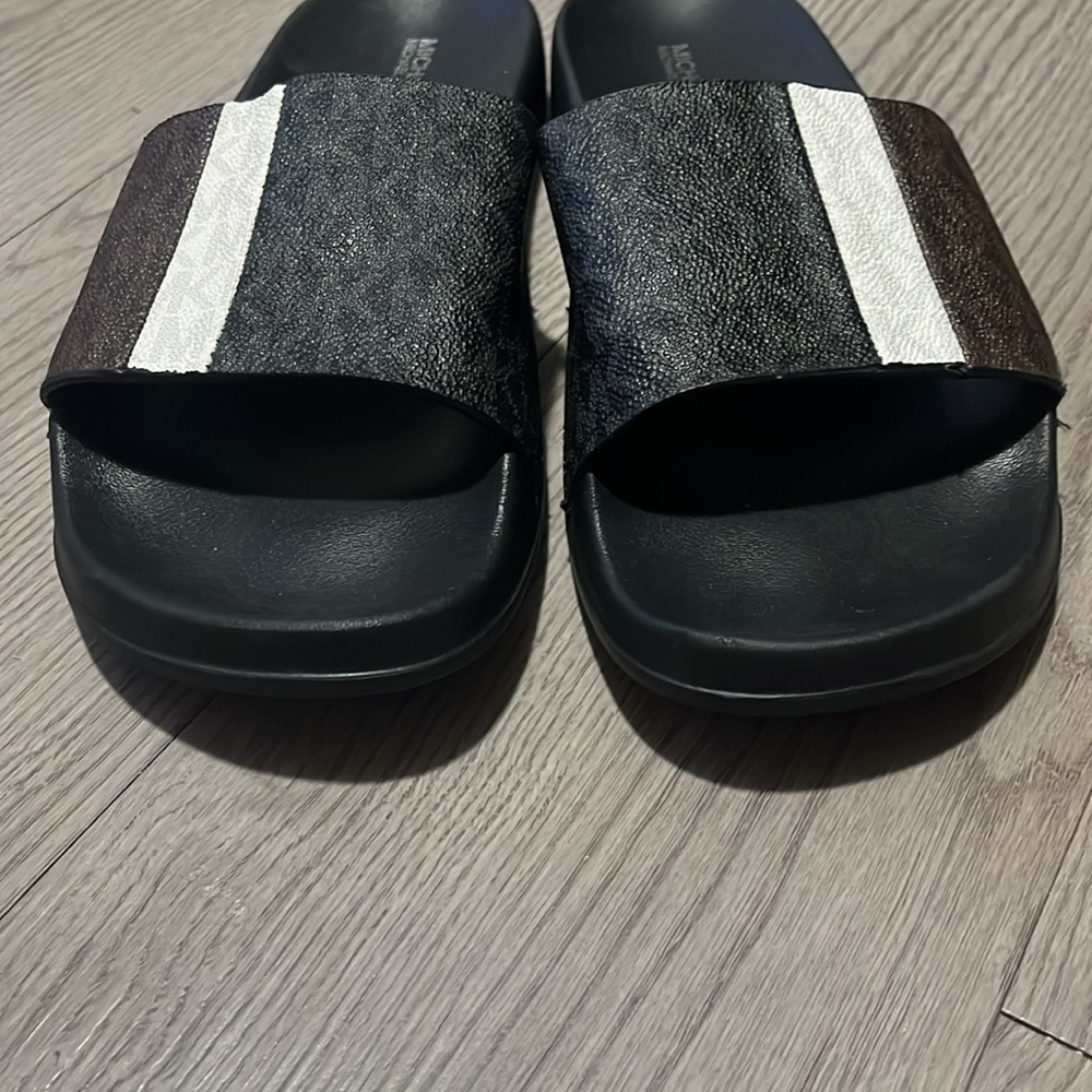 Michael Kors Men's Black and Brown Slide Sandals